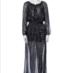 LoveShackFancy Smocked Metallic Dress in Black Size 0/XS